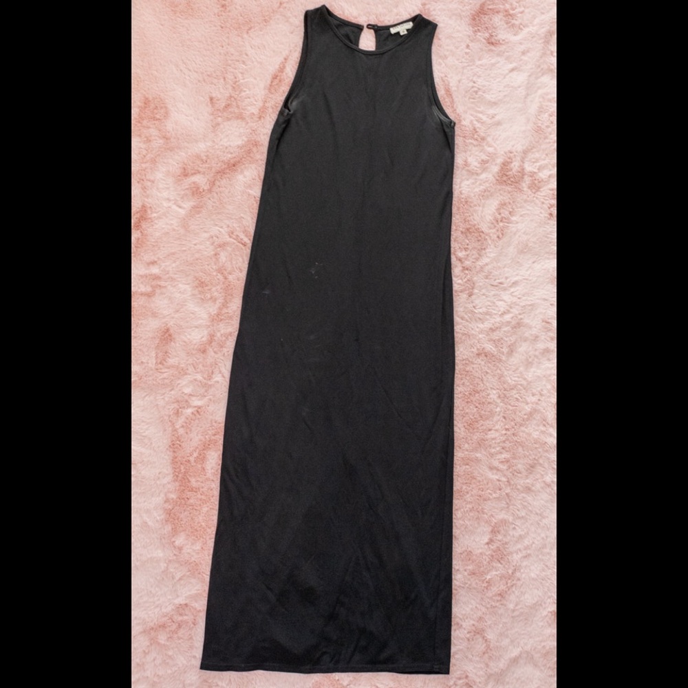 100% Authentic 90s Vintage Ann Taylor Black Slinky Column Dress Sz 10